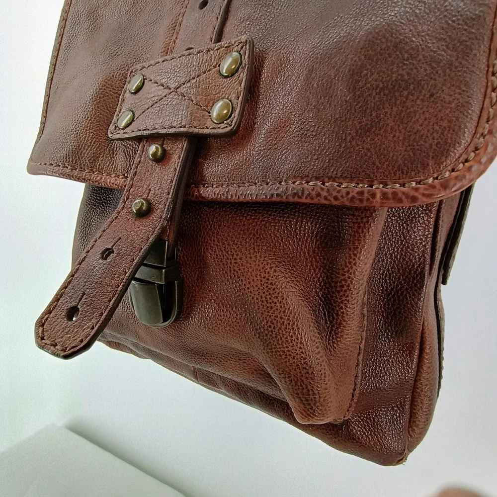 Fossil Max LTR City Bag MBG1311 Brown Distressed Leather Messenger Crossbody